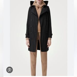 Burberry Classic Black Heritage Kensington Black Trench Coat XL